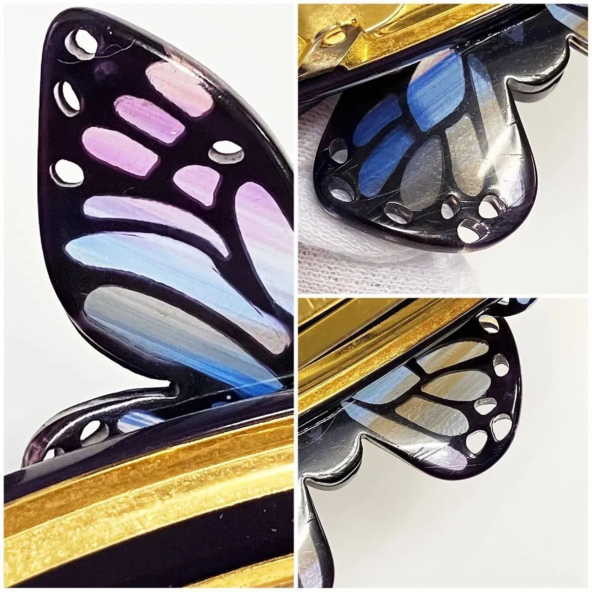 ALEXANDRE DE PARIS アレクサンドル ドゥ パリ 蝶々 ストーン バレッタ