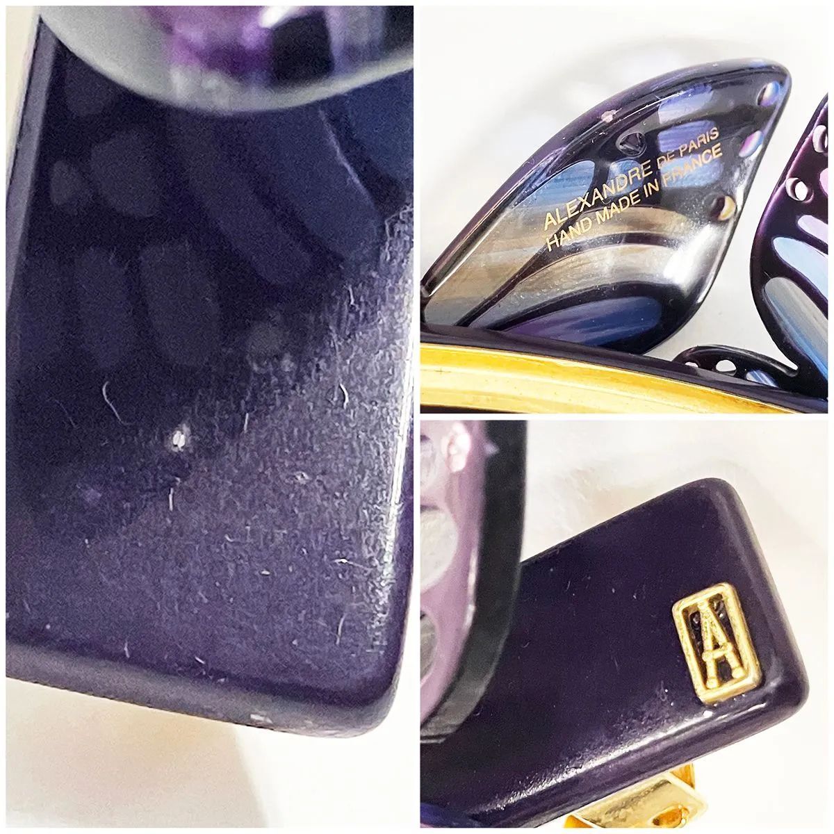 ALEXANDRE DE PARIS アレクサンドル ドゥ パリ 蝶々 ストーン バレッタ