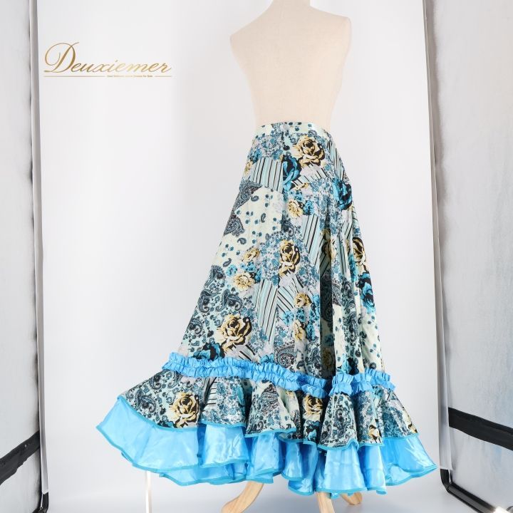 フラメンコ 衣装 ファルダ スカート ボランテ フリル レース 光沢 柄