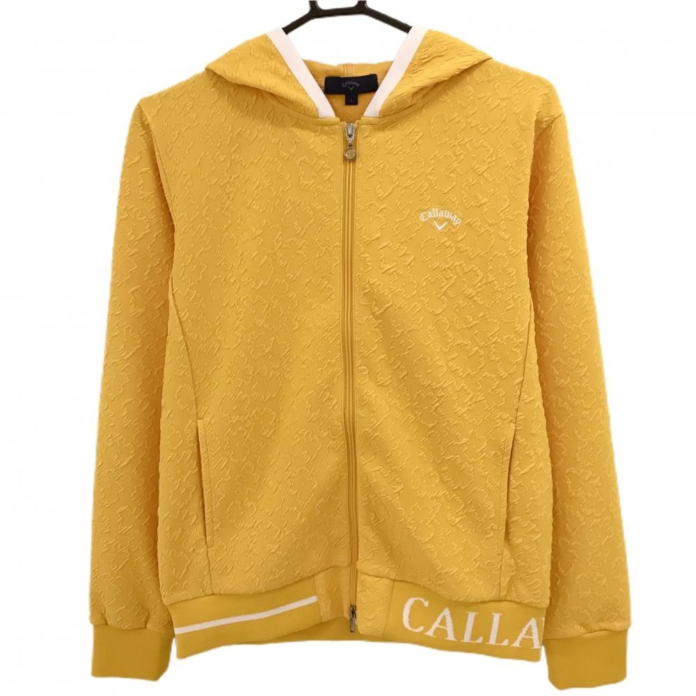 超美品】キャロウェイ ジップパーカー オレンジイエロー×白 総柄地模様