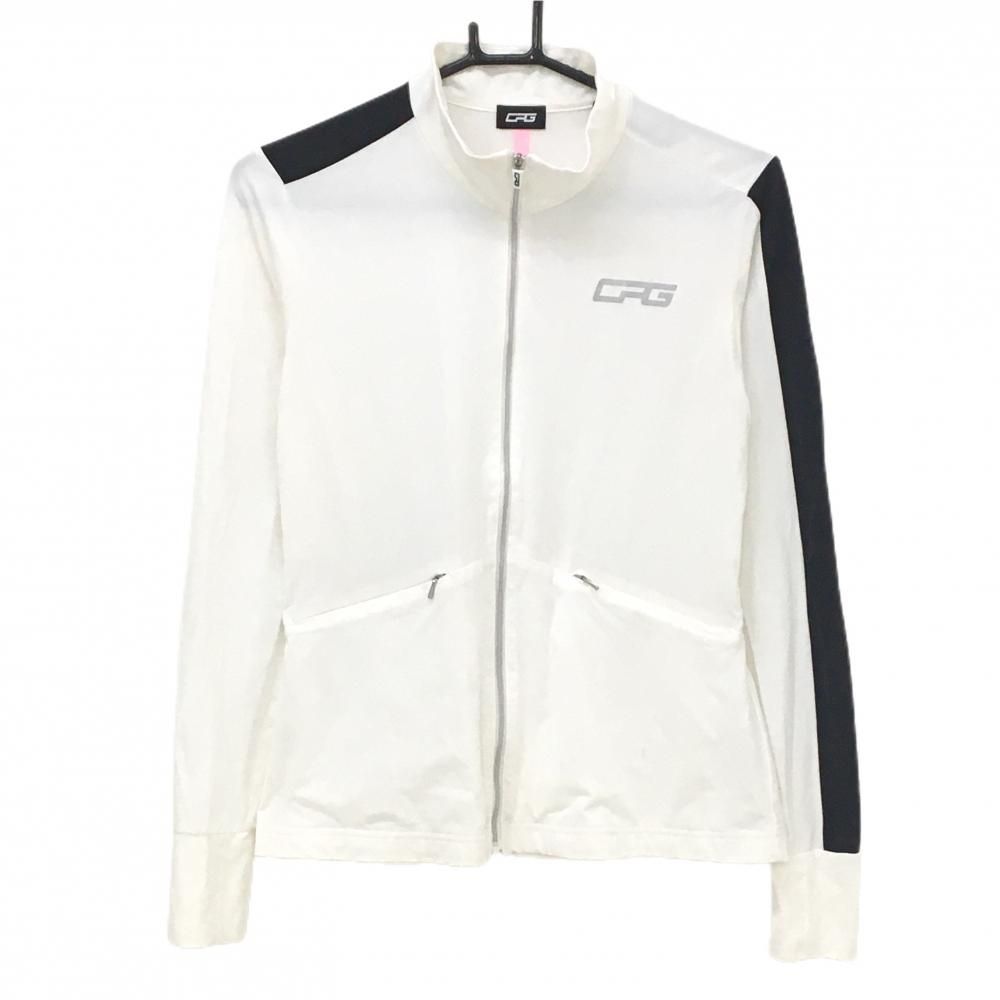 CPG ナイロンジャケット 白×黒 薄手 ドローコード レディース 2(M