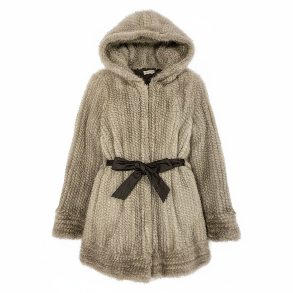 84b3 スペイン製 サファイアミンク フード付 リバーシブルコート