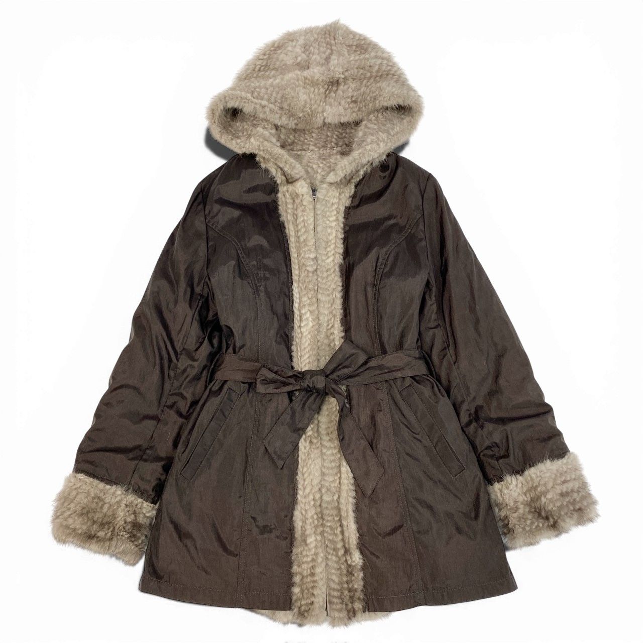 84b3 スペイン製 サファイアミンク フード付 リバーシブルコート