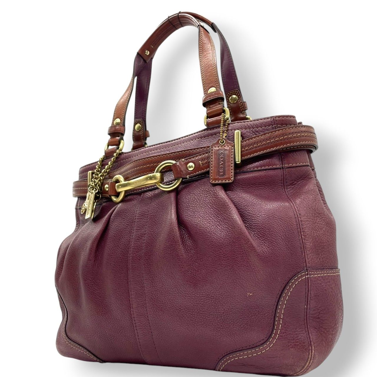 レディース 【良品】コーチ COACH ハンプトンズ レザー トートバッグ 
