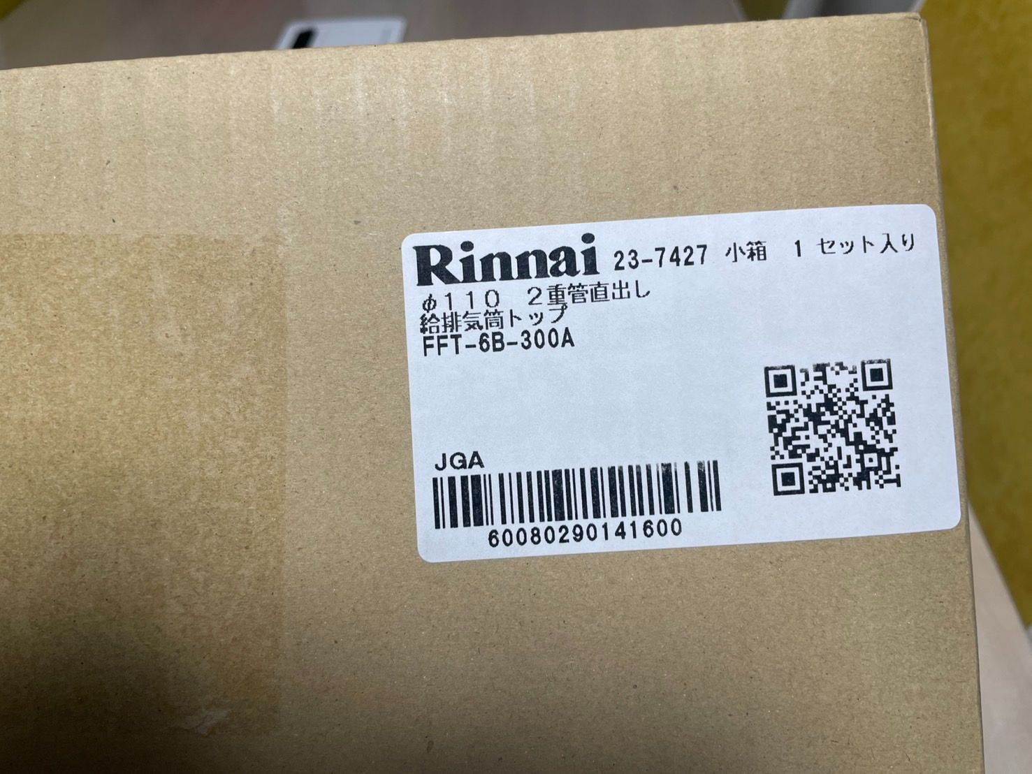 リンナイ製 FFT 6 B 300 A給排気トップ 未設置