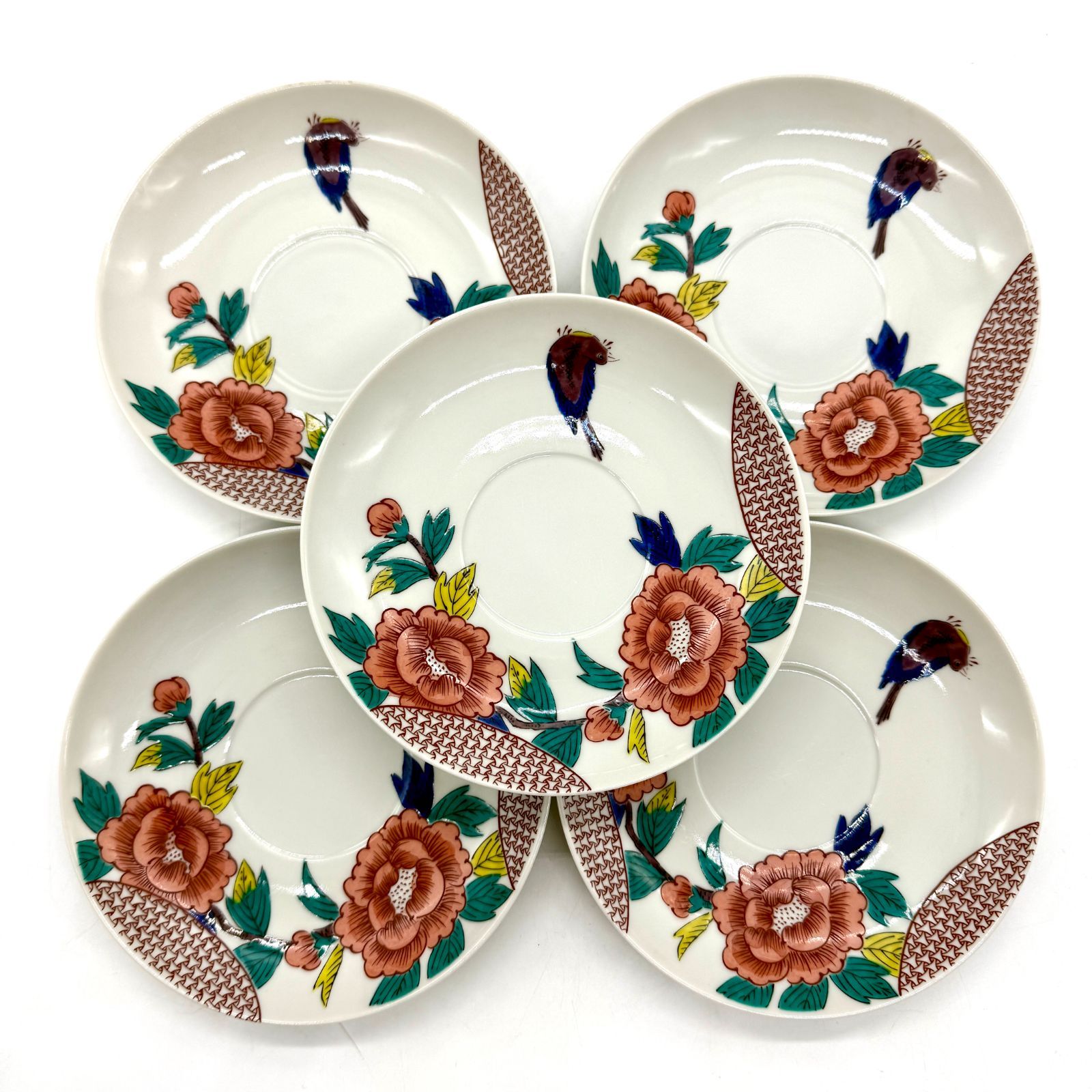 九谷焼 ソーサーのみ5枚 上絵付け 花鳥文様 角福 - メルカリ