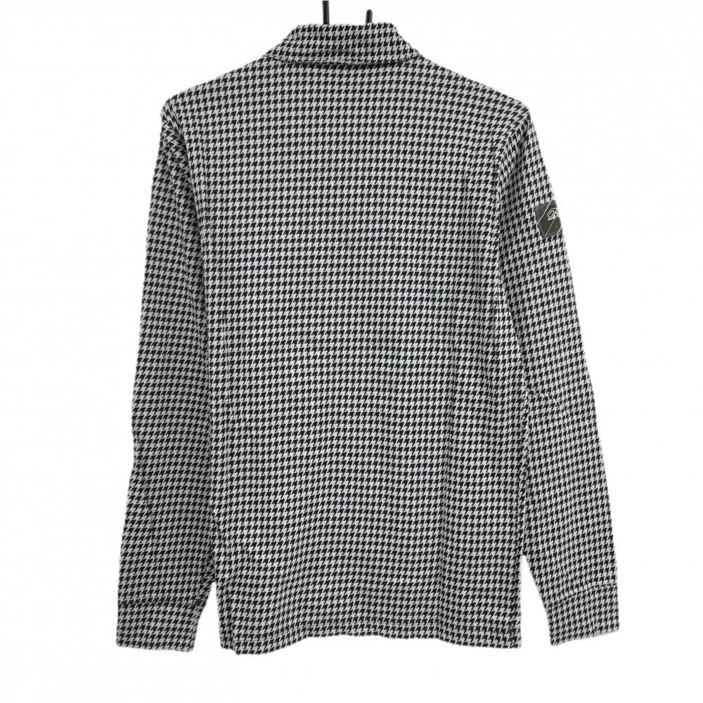 ゾーイ 長袖ポロシャツ 白×黒 千鳥格子 ワッペン メンズ 2(M) ゴルフ