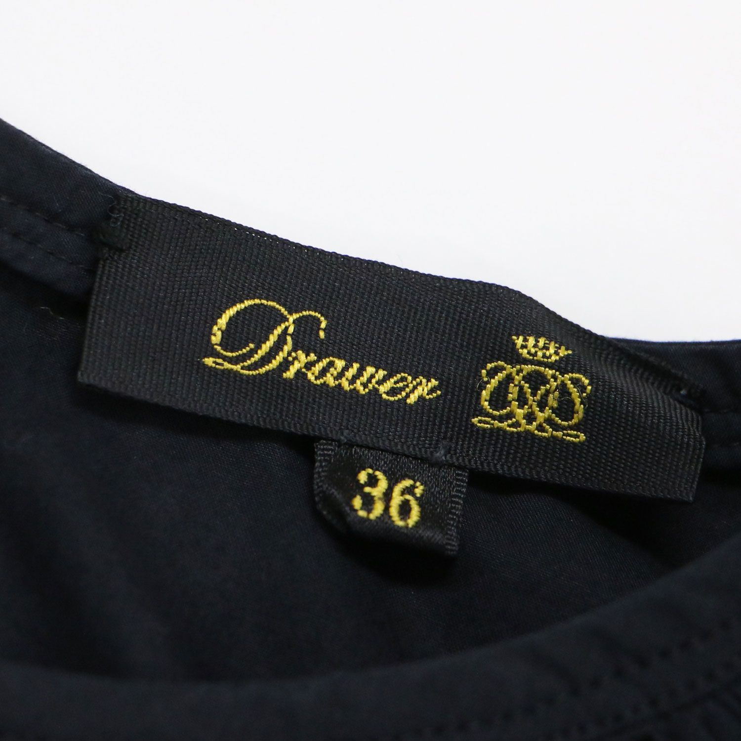 DRAWER ドゥロワー ブラウス ネイビー 紺 サイズ:36(S) / コットン