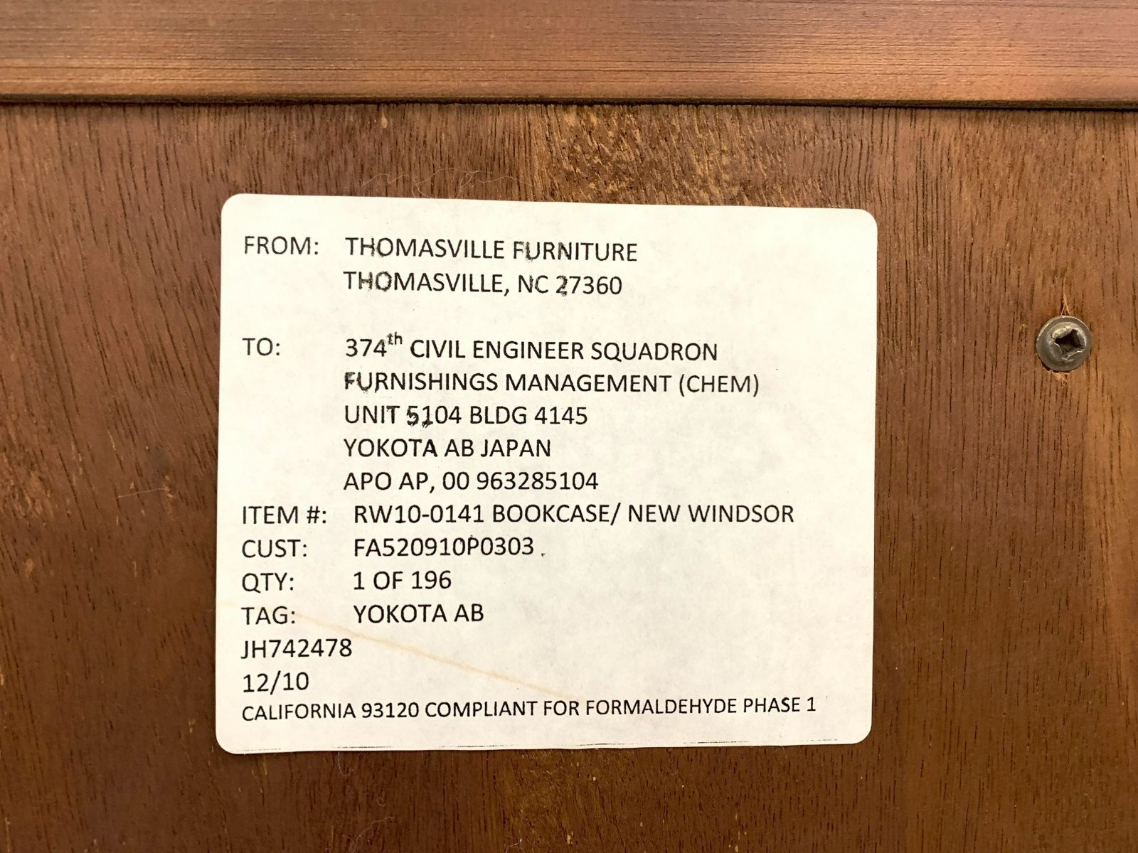 米軍放出品】Thomasville/トーマスビル 本棚 ブックシェルフ ブック