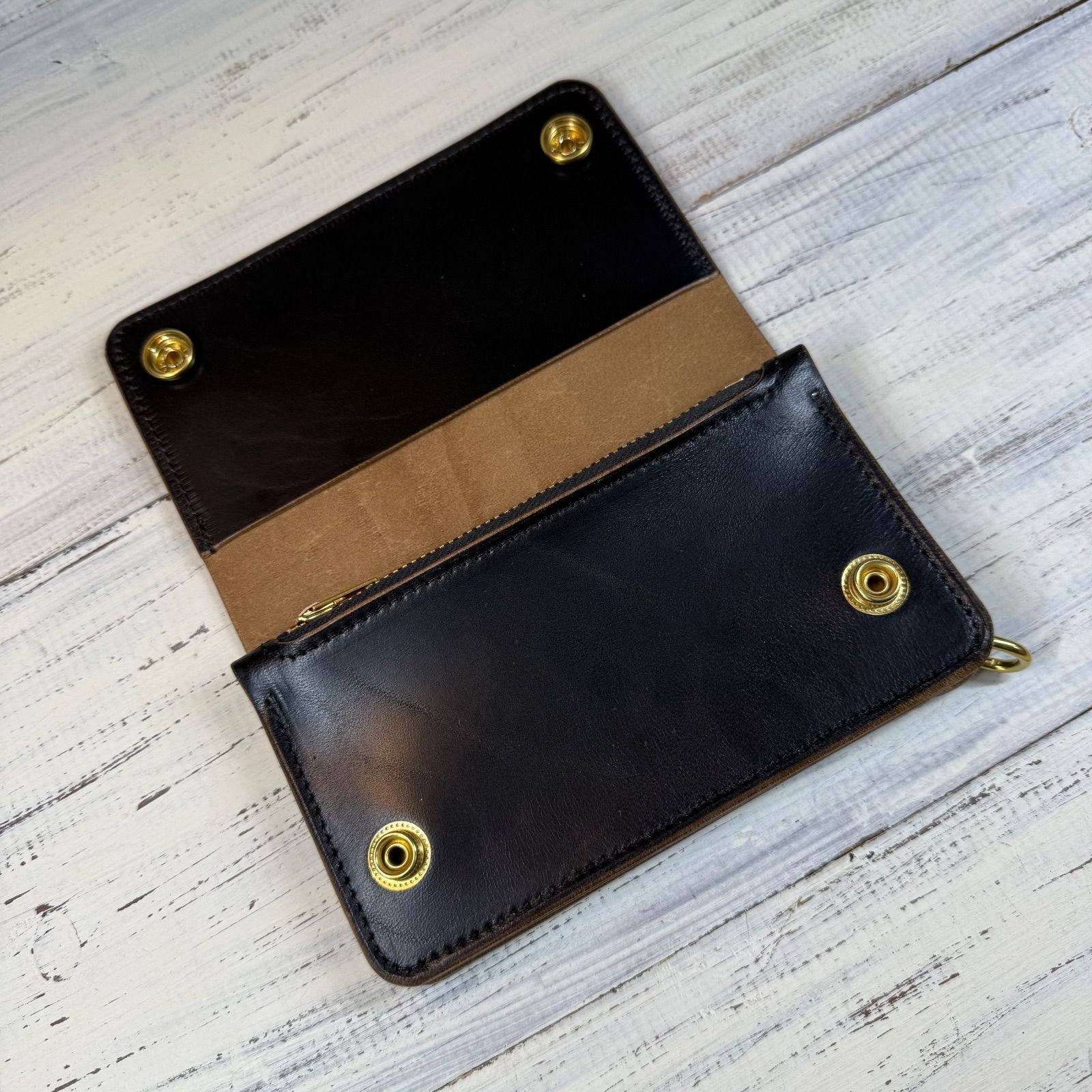 トラッカーウォレット ミドル 2層】ホースバット ゴールド universal