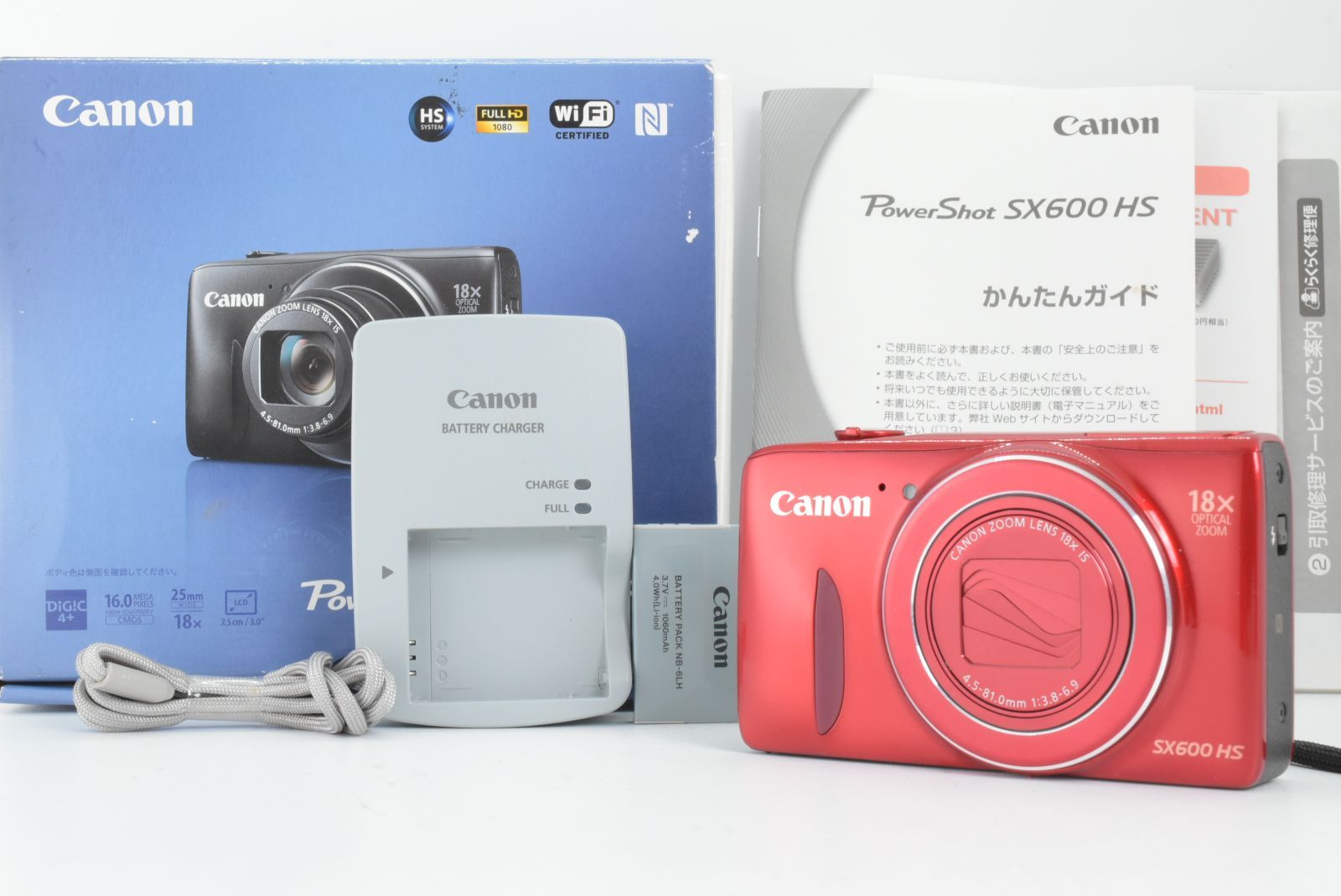 美品】Canon PowerShot SX600 HS Red Digital Compact Camera キャノン