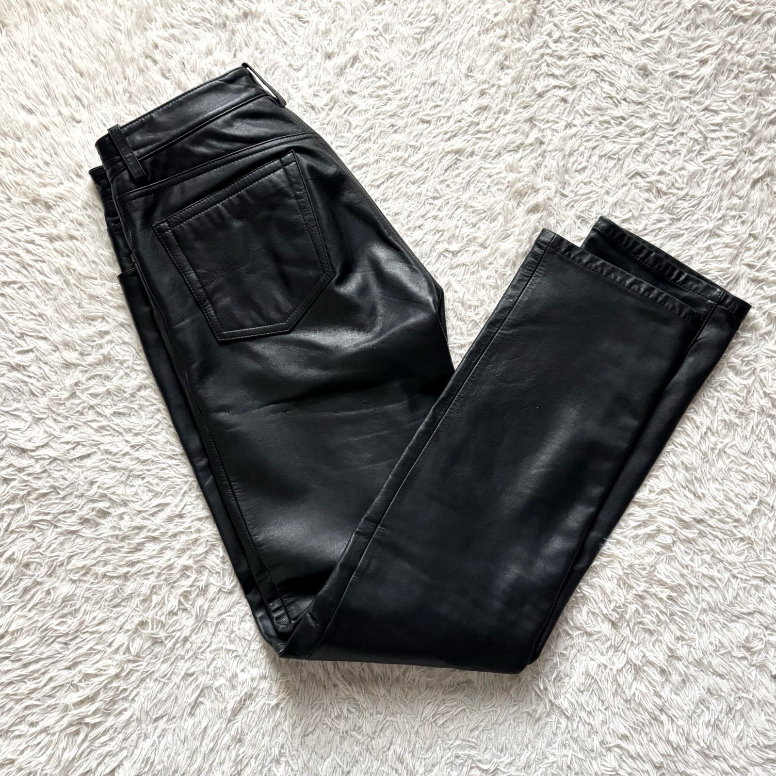 美品 Paul Smith ポールスミス リアルレザーパンツ 本革 牛革 スリム