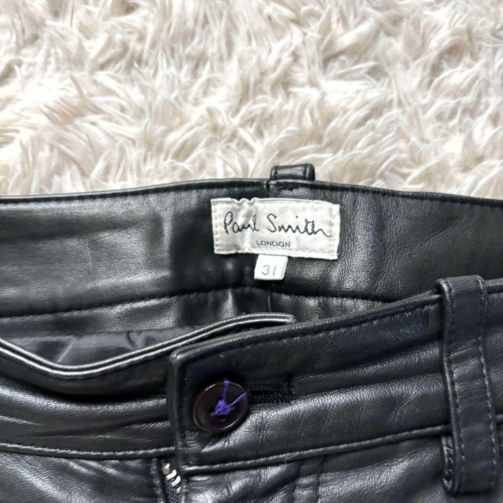 美品 Paul Smith ポールスミス リアルレザーパンツ 本革 牛革 スリム