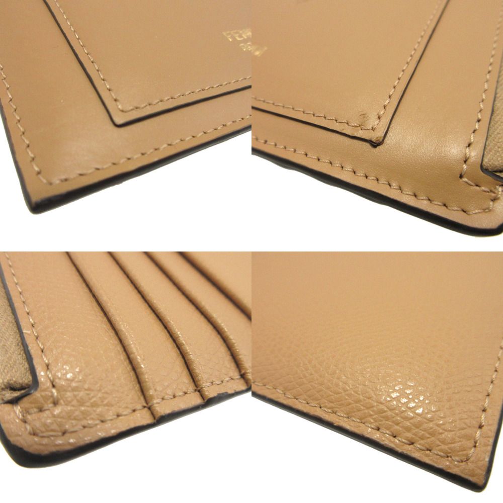 美品 フェンディ FFダイヤモンド 8M0489 レザー ベージュ カードケース