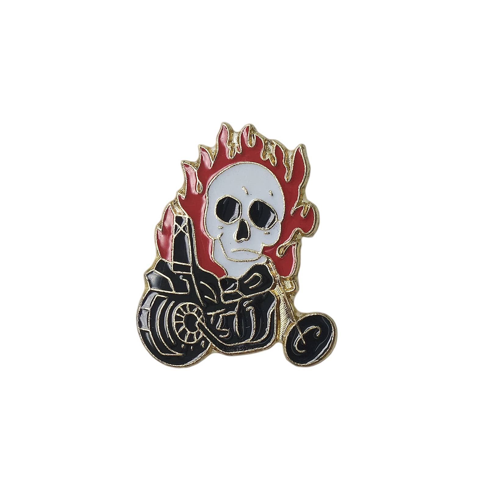 ファイヤースカル バイカー 骸骨 ドクロ レトロ ピンズ ビンテージ