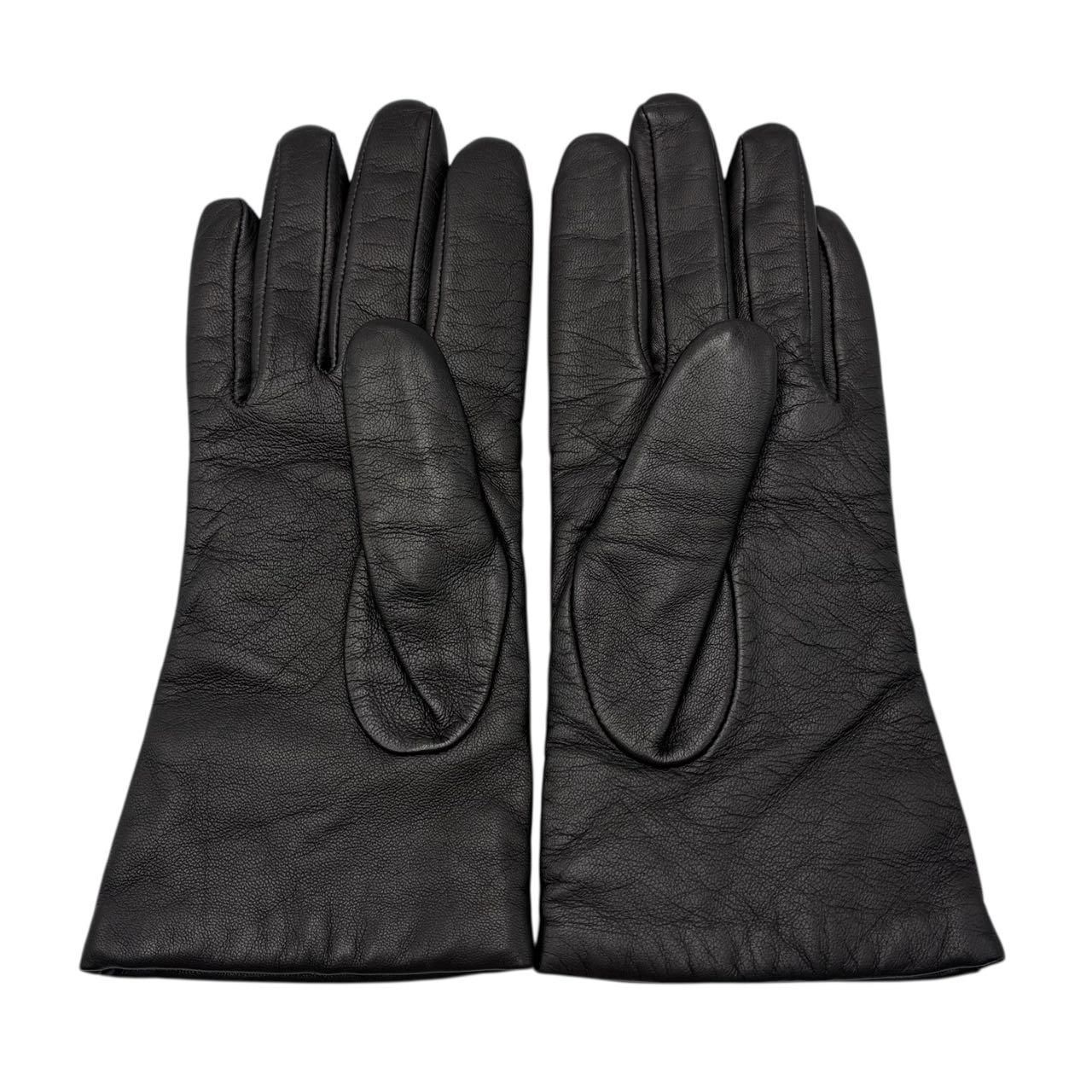 極美品 COACH コーチ 手袋 グローブ 革手袋 レザー ウール ブラック