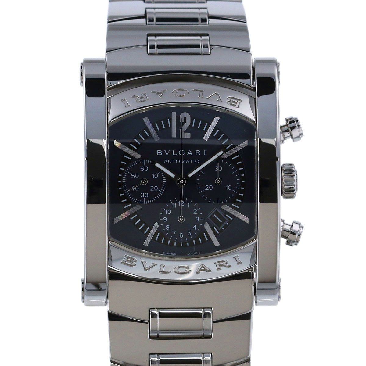 BVLGARI ブルガリ アショーマ クロノグラフ 自動巻き 腕時計 AA44SCH メンズ ステンレススチール シルバー
