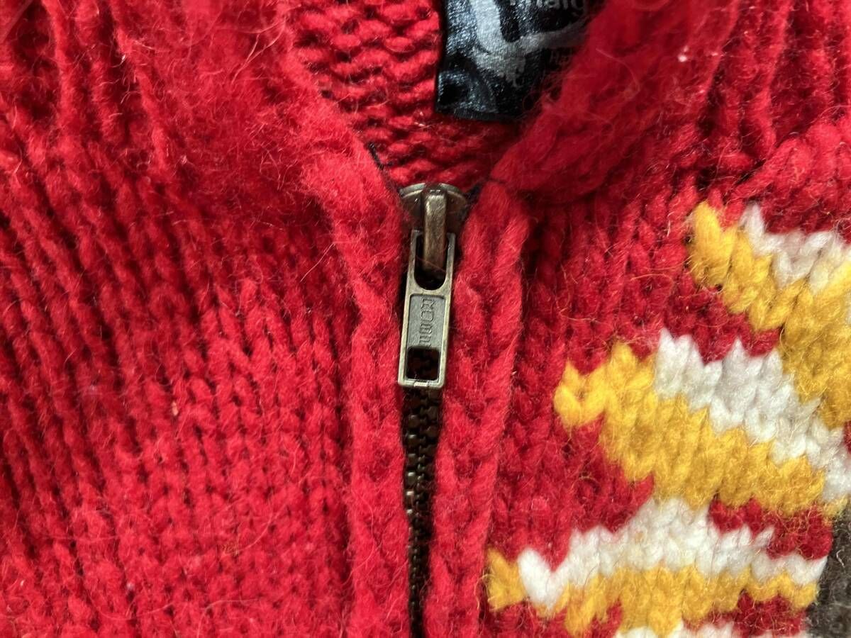Thaly Thaky ニット エクアドル製 ジップアップ フラワー レッド80s