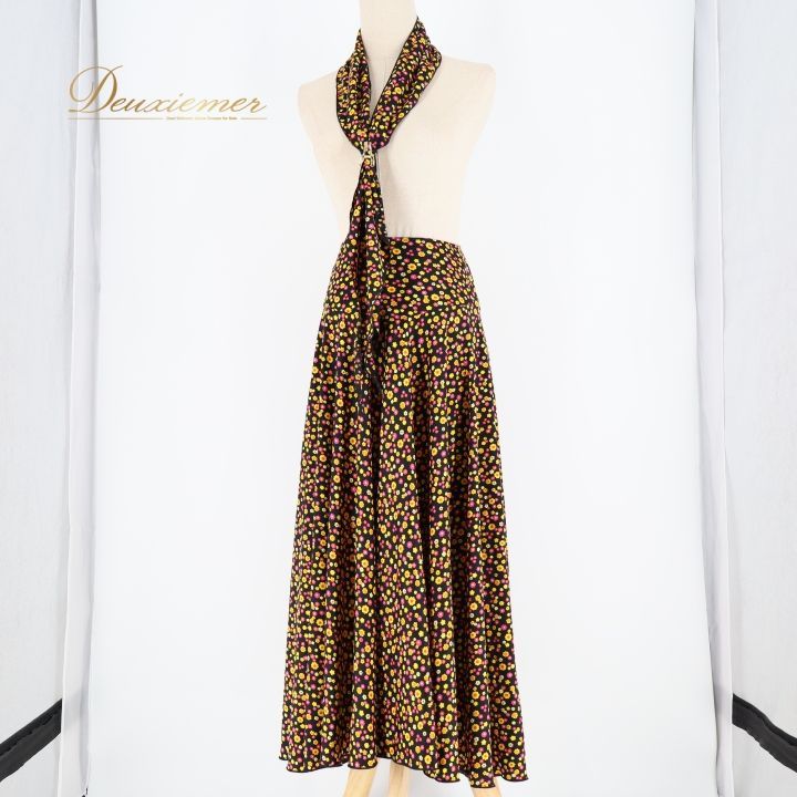 フラメンコ 衣装 ファルダ スカート シージョ セット ブラック系 花柄