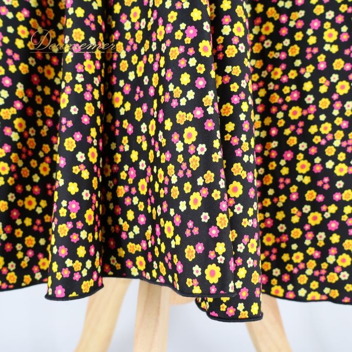 フラメンコ 衣装 ファルダ スカート シージョ セット ブラック系 花柄