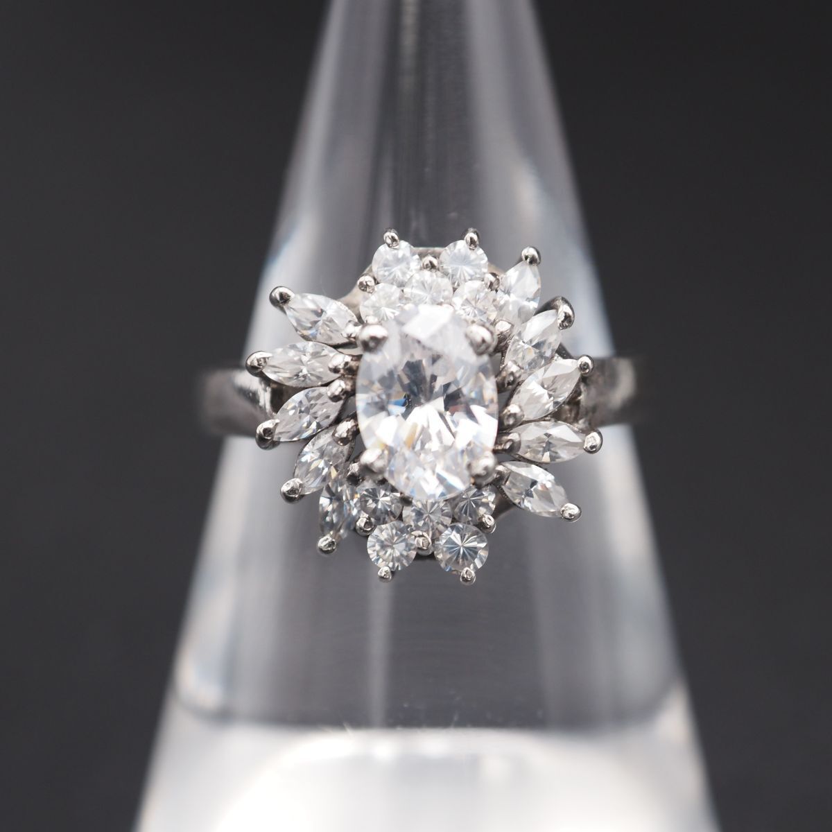 L043 ダイヤモンド風 925刻印 リング デザイン シルバー 指輪 11-12号