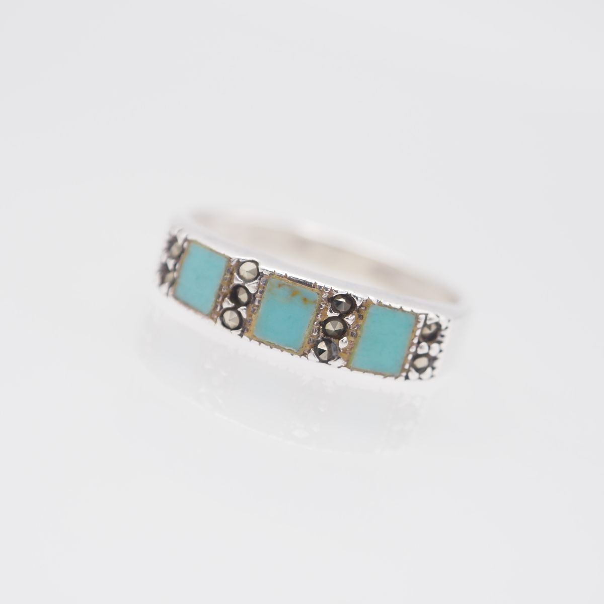 L042 ターコイズ風 マーカサイト マルカジット 925刻印 リング