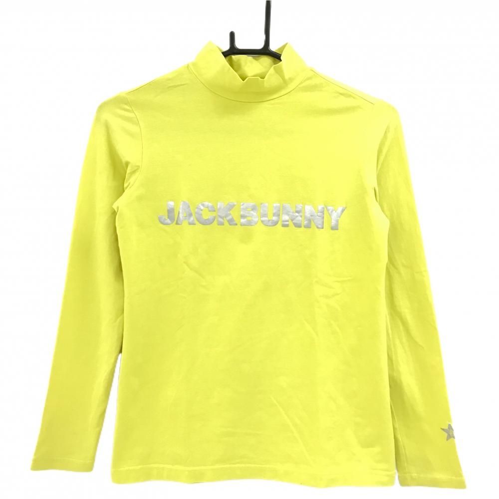 ジャックバニー 長袖ハイネックシャツ イエロー×シルバー ロゴプリント