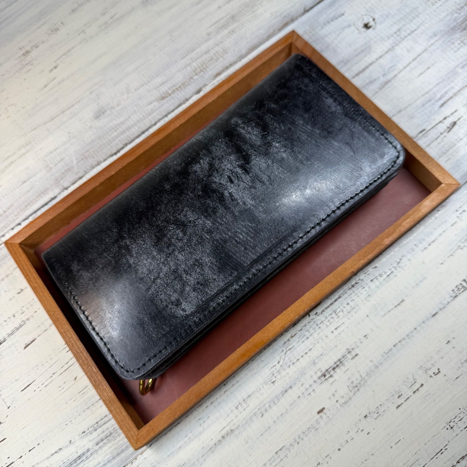 トラッカーウォレット ロング 3層】 ブライドルレザー ゴールド