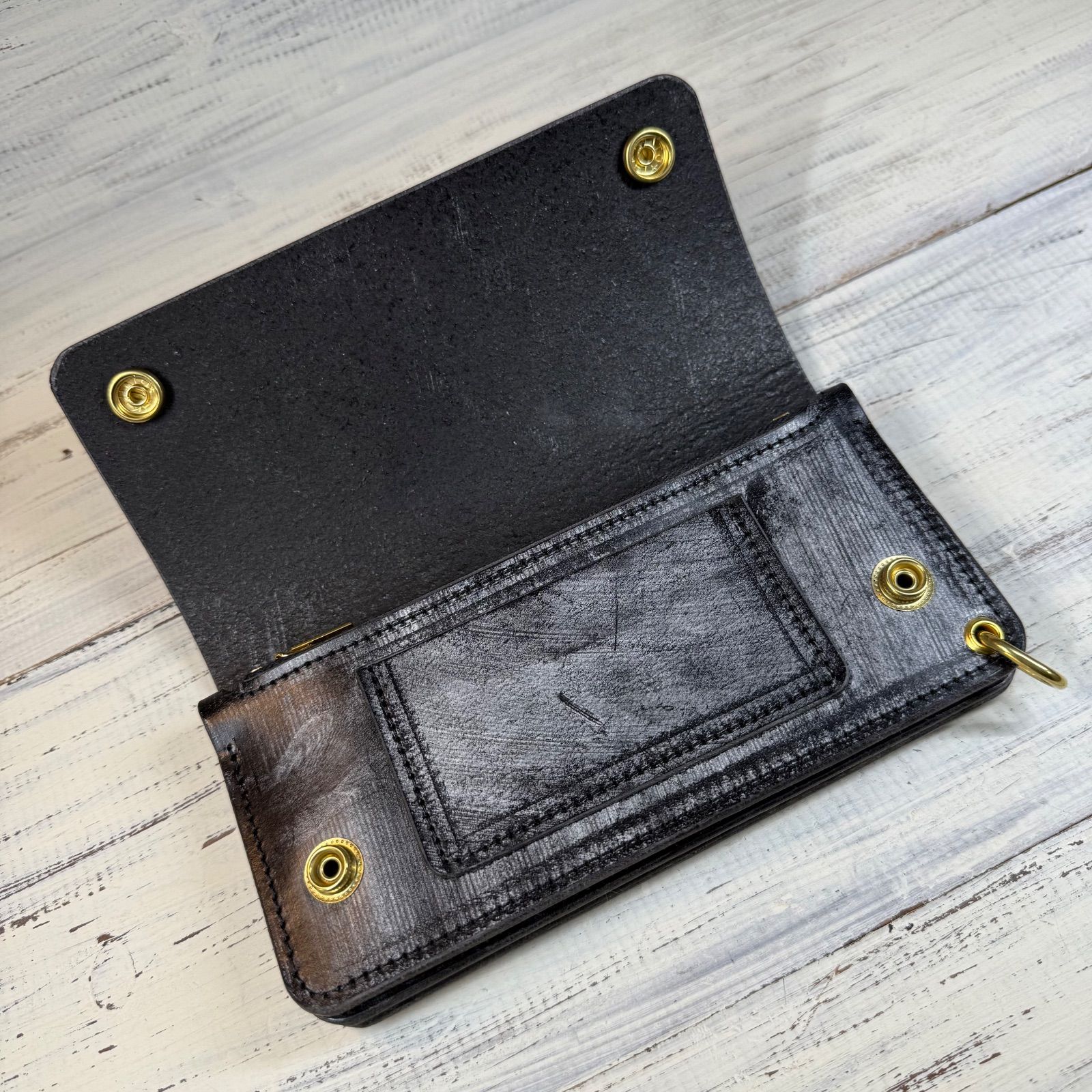 トラッカーウォレット ロング 3層】 ブライドルレザー ゴールド