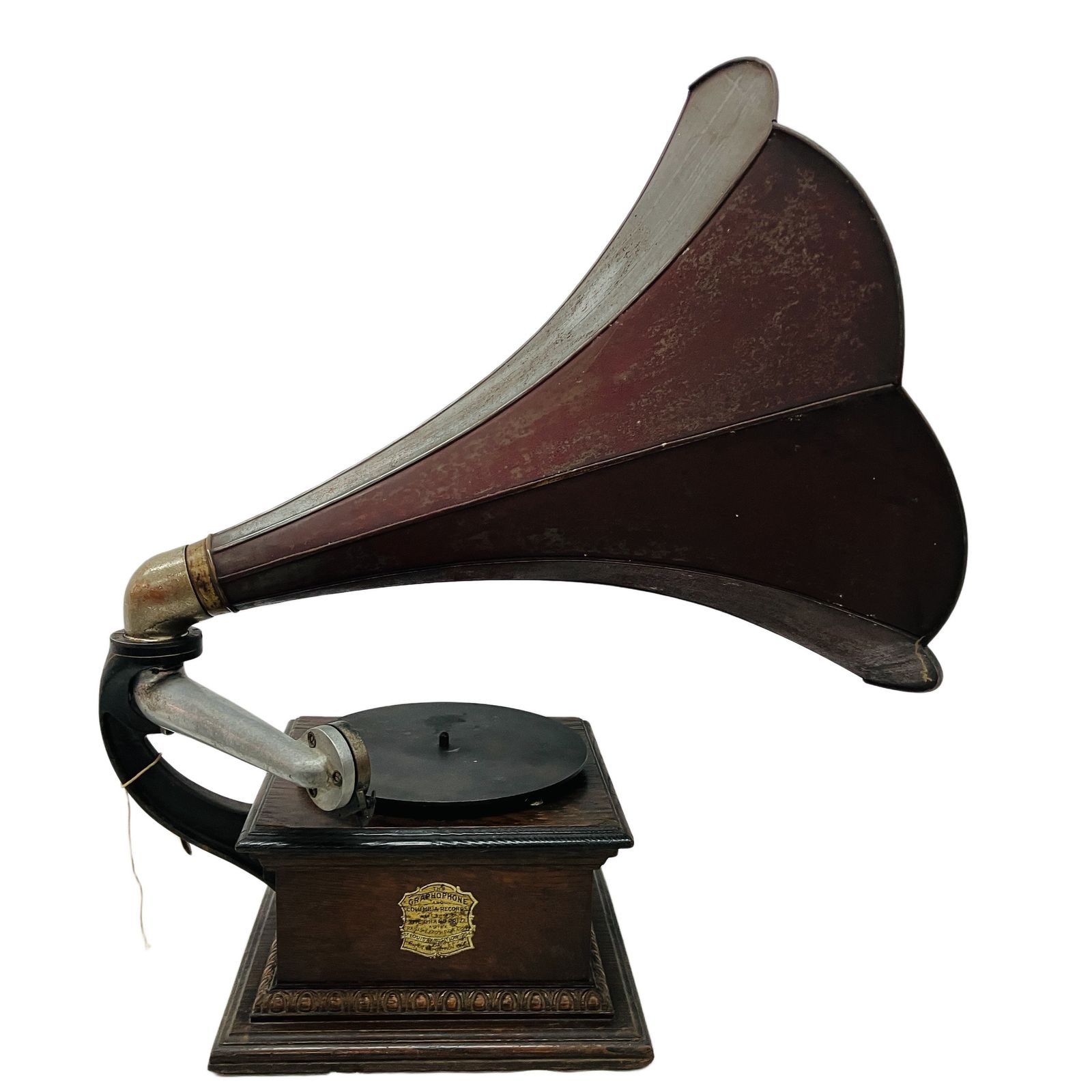 THE COLUMBIA GRAPHOPHONE コロンビア 蓄音機 ディスク型 ラッパ付き