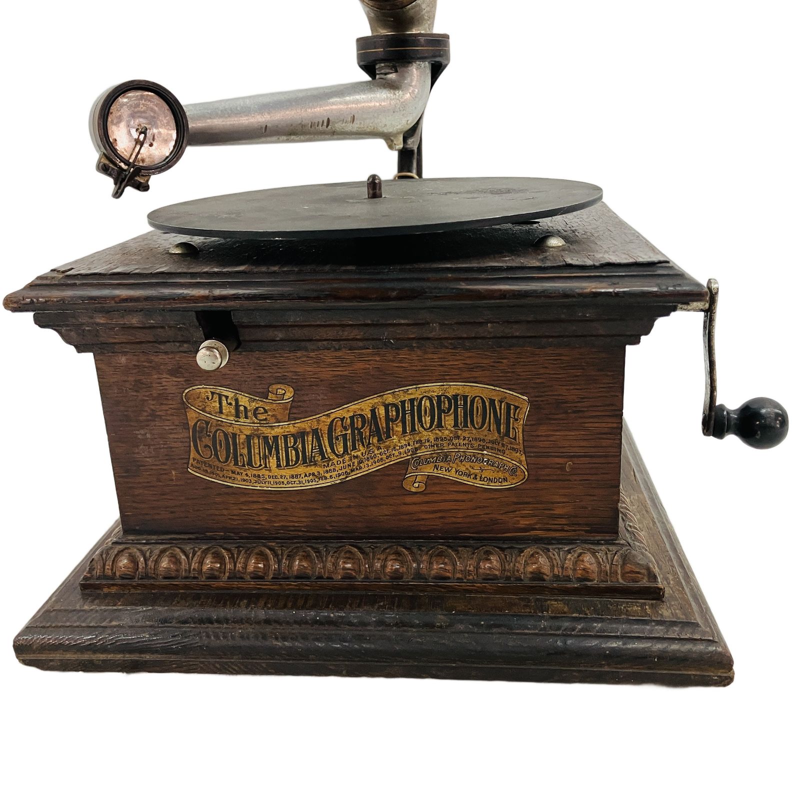 THE COLUMBIA GRAPHOPHONE コロンビア 蓄音機 ディスク型 ラッパ付き