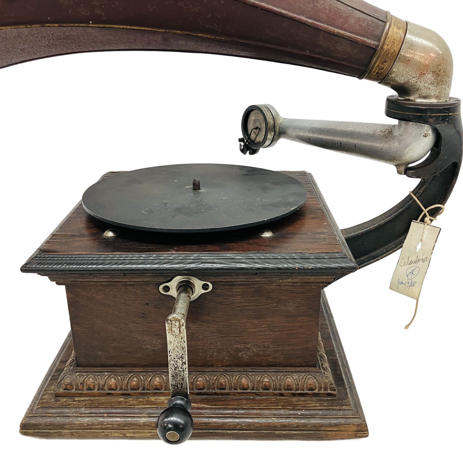 THE COLUMBIA GRAPHOPHONE コロンビア 蓄音機 ディスク型 ラッパ付き