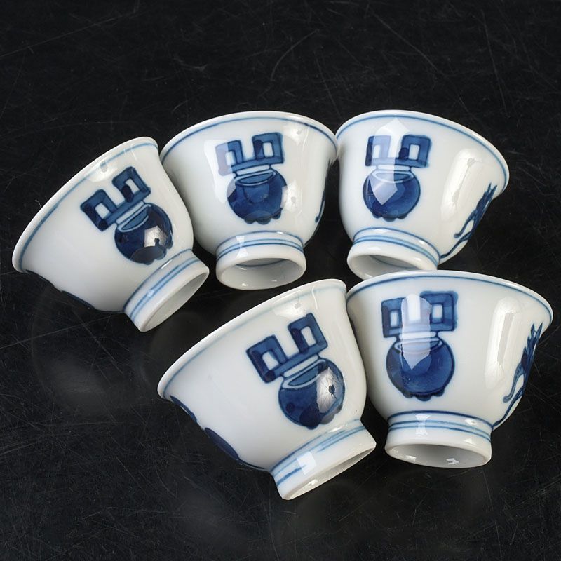 煎茶道具 京焼 平安栄山造 染付 宝瓶 煎茶碗五客 煎茶器セット C S653