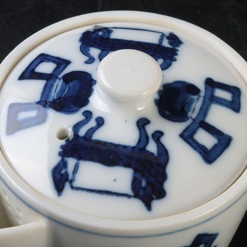 煎茶道具 京焼 平安栄山造 染付 宝瓶 煎茶碗五客 煎茶器セット C S653