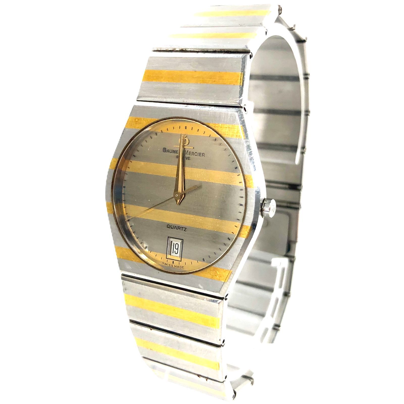 Baume&Mercier ボームアンドメルシエ デイト QZ/SS ゴールド×シルバー