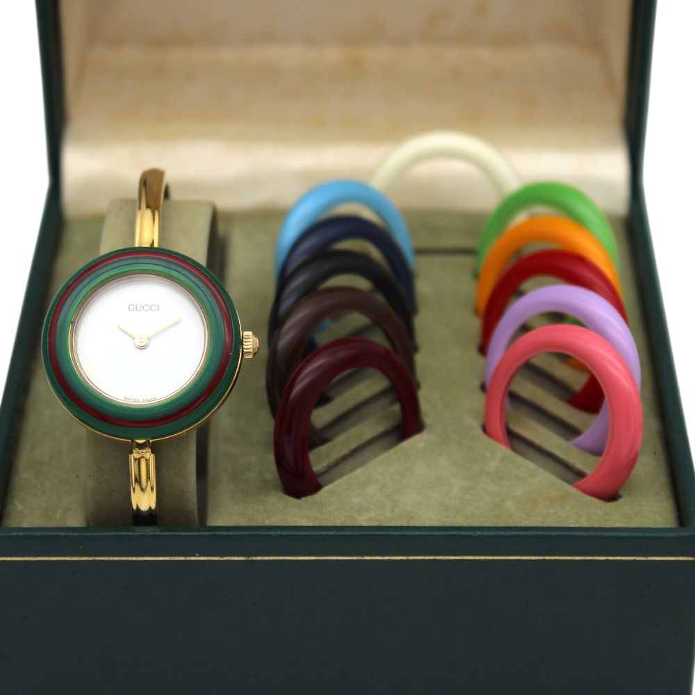 □GUCCI グッチ ヴィンテージ チェンジベゼル クォーツ 稼働品 A26-294