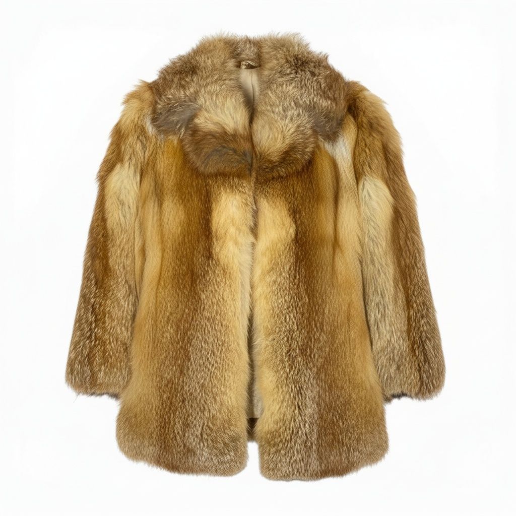 60b3 レッドフォックス ファーコート サイズF 茶系 本毛皮 Red Fox Fur
