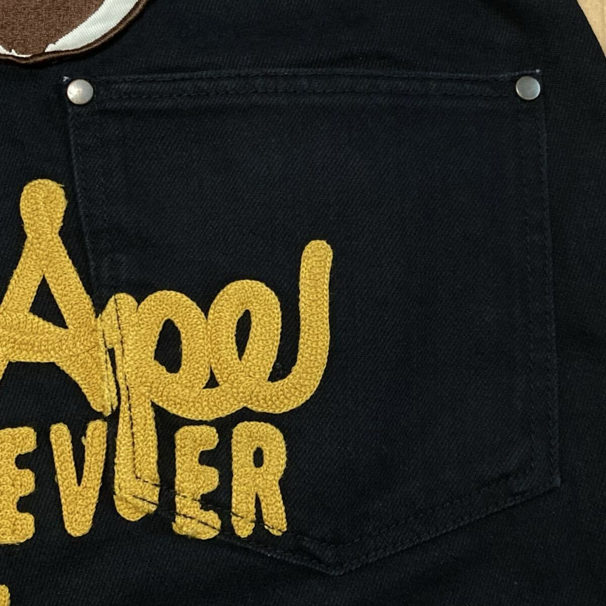 BAPE Champion 刺繍 パンツ Lサイズ ブラック a bathing ape BAPE head