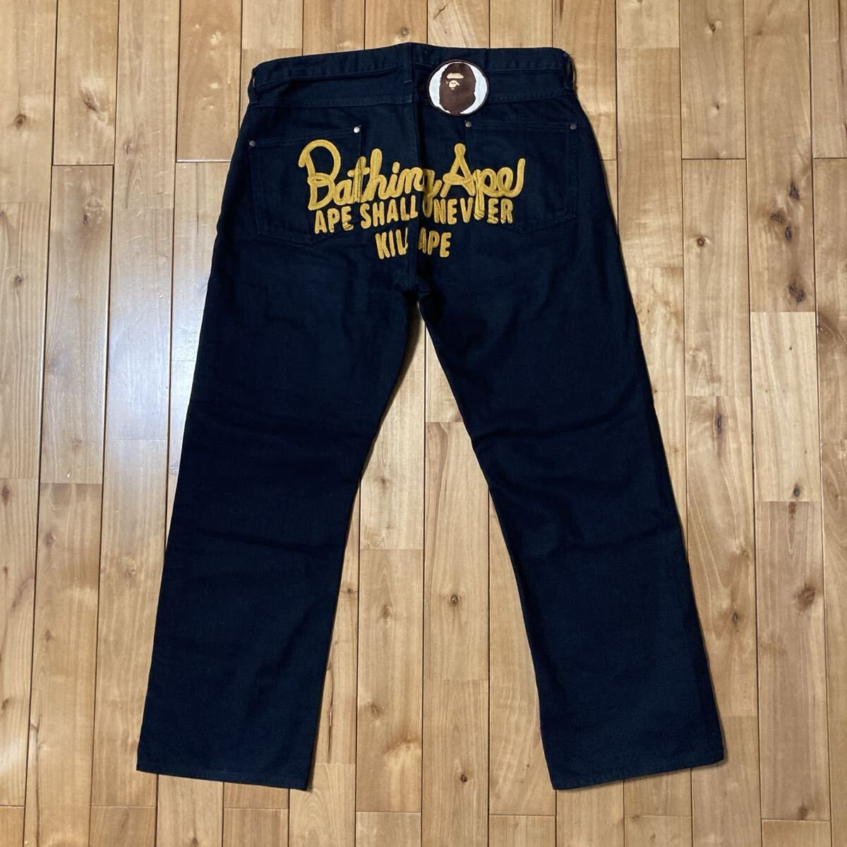 BAPE Champion 刺繍 パンツ Lサイズ ブラック a bathing ape BAPE head