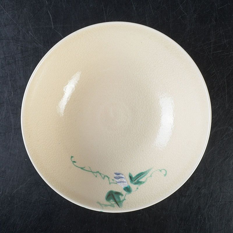 茶道具 京焼 平安 橋本城岳造 仁清写色絵 八月朝顔 夏茶碗 共箱 N S659