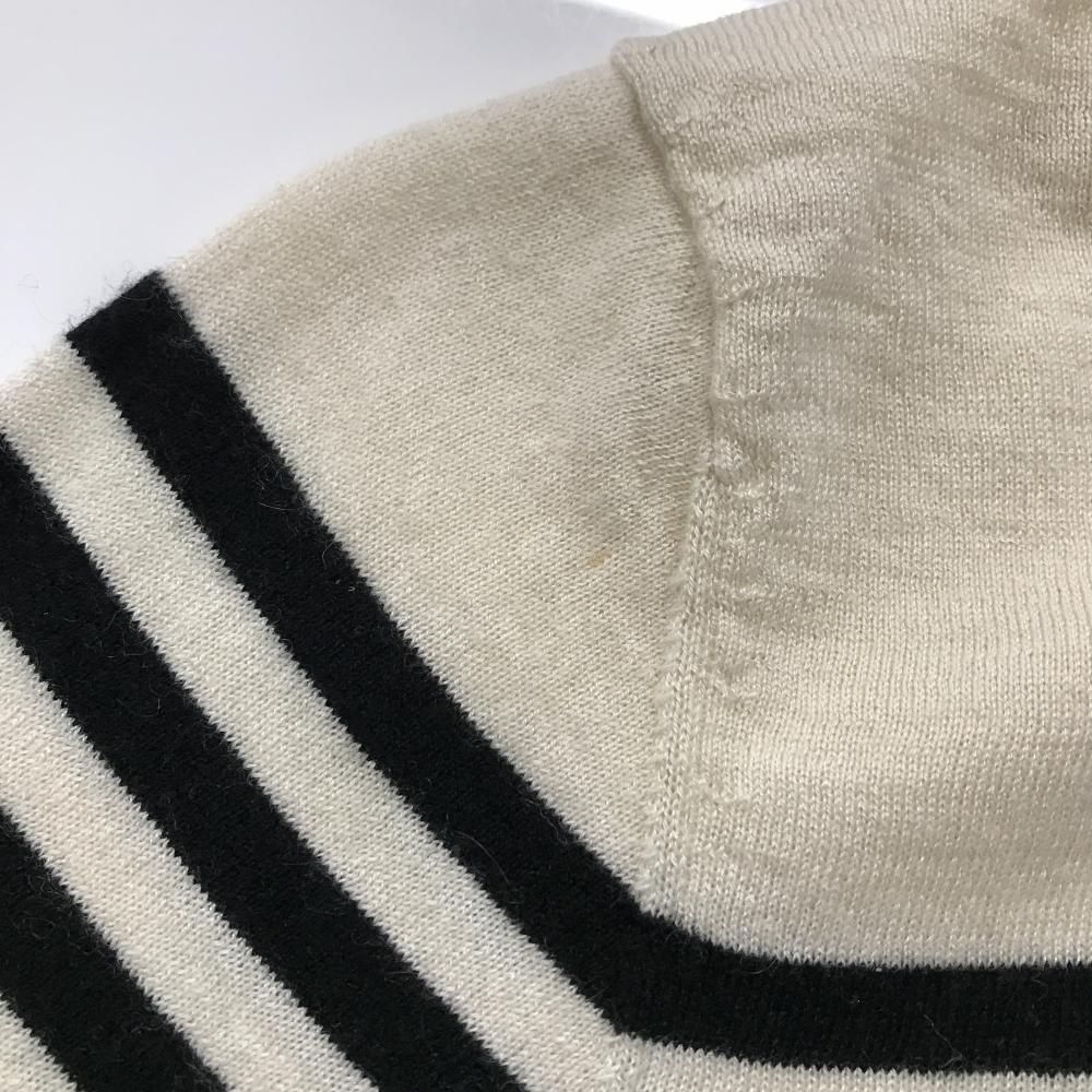 ランバンスポール タートルネックセーター アイボリー×黒 ボーダー
