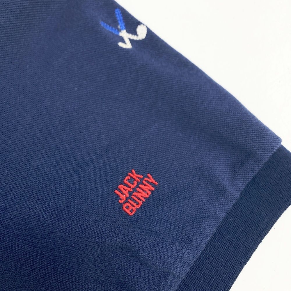 サイズ：6 JACK BUNNY ジャックバニー 半袖ポロシャツ ロゴ×総刺繍柄