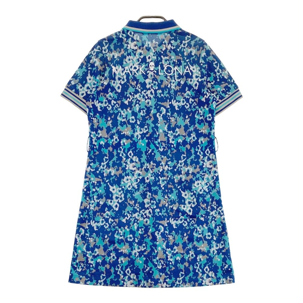 サイズ：38 MARK&LONA マークアンドロナ 半袖ワンピース 総柄 ブルー系