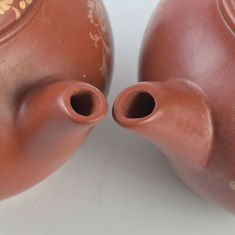 中国 洪星紫砂 朱泥 金彩山水人物文 急須 茶壷 箱付 C S663 - メルカリ