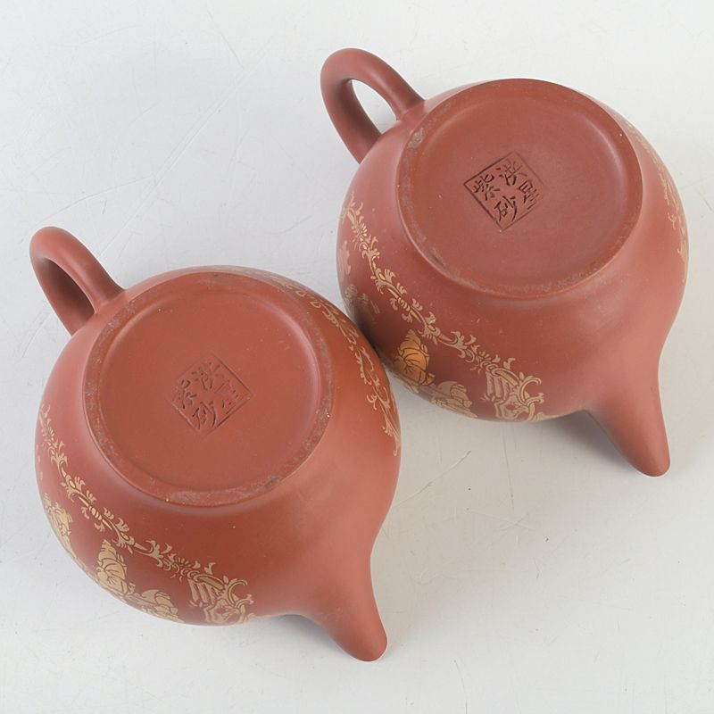 中国 洪星紫砂 朱泥 金彩山水人物文 急須 茶壷 箱付 C S663 - メルカリ