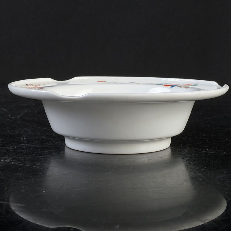 有田焼 人間国宝 十三代酒井田柿右衛門作 染錦 柘榴梅文 灰皿 共箱 C