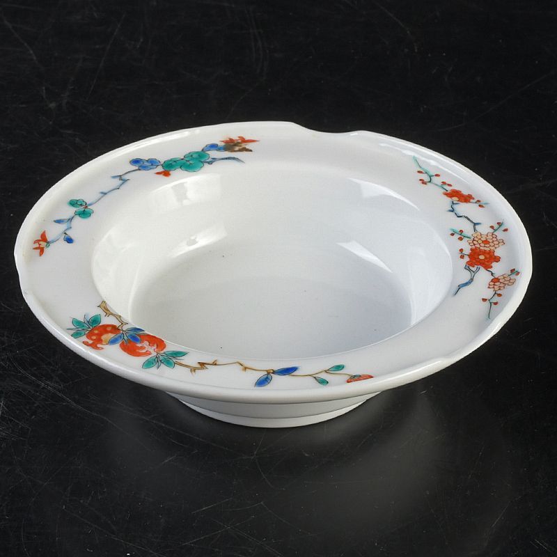 有田焼 人間国宝 十三代酒井田柿右衛門作 染錦 柘榴梅文 灰皿 共箱 C