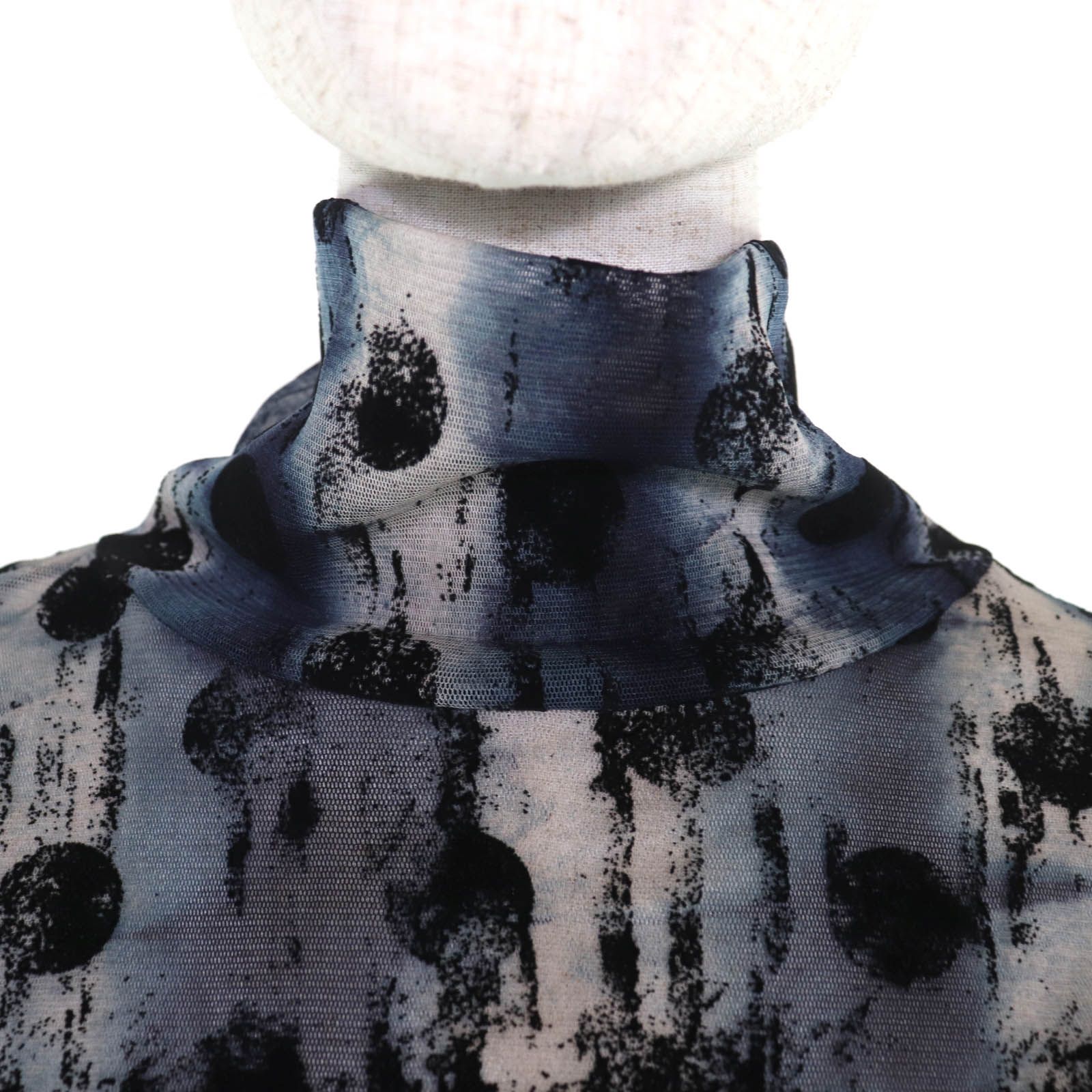 極美品◇Y's ワイズ YM-T20-676 千鳥水玉フロッキープリント シアー