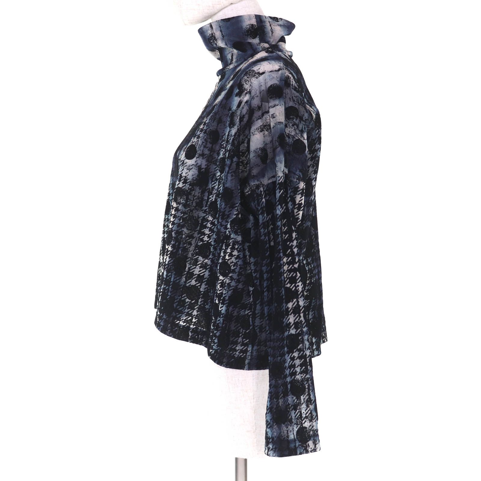 極美品◇Y's ワイズ YM-T20-676 千鳥水玉フロッキープリント シアー