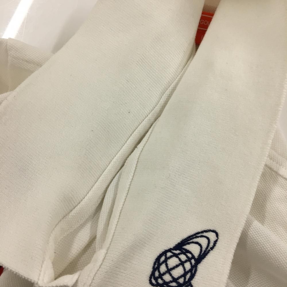 美品】ビームスゴルフ 長袖ポロシャツ 白×ネイビー 星・ロゴ刺しゅう